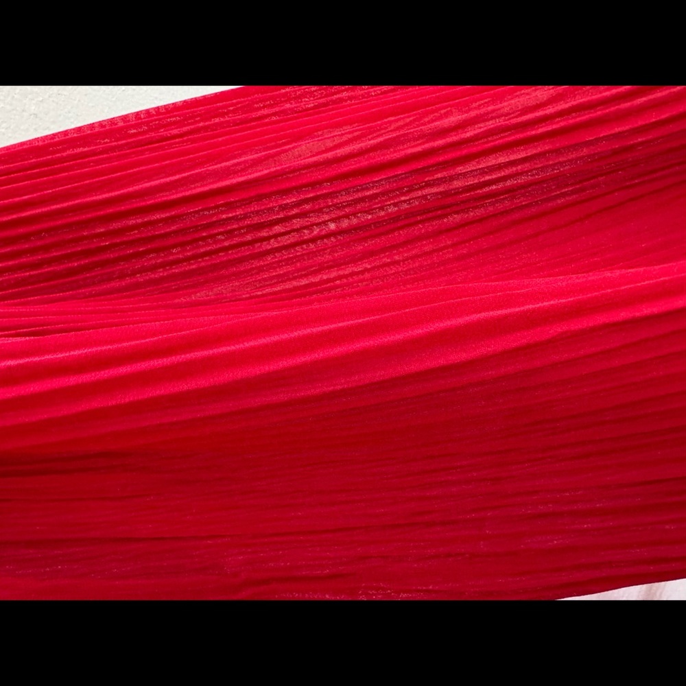 Nanette Lepore Red Ribbed A-Line Dress with Bishop Sleeves - Picture 4 of 6